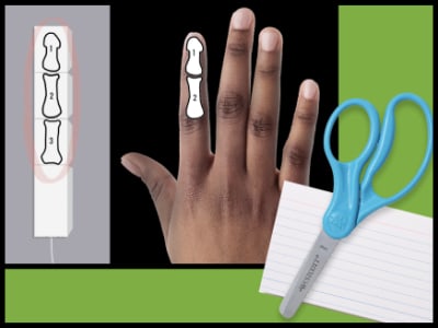 Illustration of a pupil completing a science task