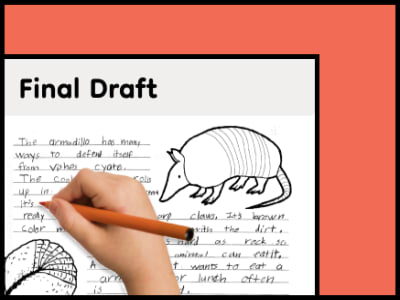 Illustration of a pupil completing a writing task